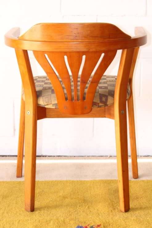 **RS17** Awesome original "Woodlam" bentwood Sheraton style occasional chair w/ upholstered seat