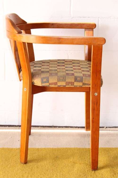 **RS17** Awesome original "Woodlam" bentwood Sheraton style occasional chair w/ upholstered seat