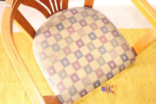 **RS17** Awesome original "Woodlam" bentwood Sheraton style occasional chair w/ upholstered seat