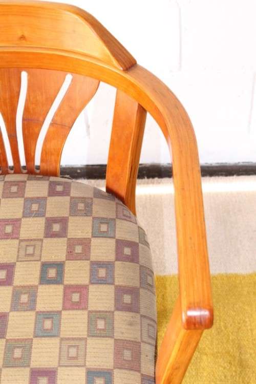**RS17** Awesome original "Woodlam" bentwood Sheraton style occasional chair w/ upholstered seat