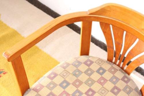 **RS17** Awesome original "Woodlam" bentwood Sheraton style occasional chair w/ upholstered seat