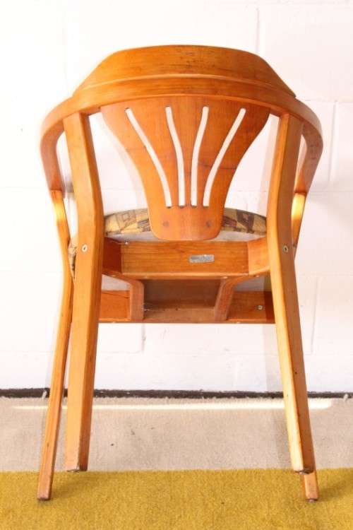 **RS17** Awesome original "Woodlam" bentwood Sheraton style occasional chair w/ upholstered seat
