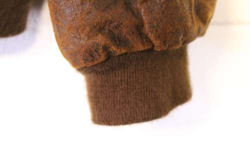 **RS17** Awesome gents brown genuine leather bomber jacket w/ quilted lining & faux sheepskin collar