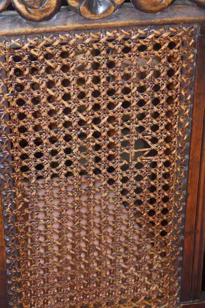 **RS17** A lovely Victorian solid oak hand carved chair w/ barley-twist uprights & cane bergere back