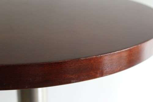 **RS17** Stunning tall (109cm) round wooden top cafe/ bar standing table with a heavy chromed base
