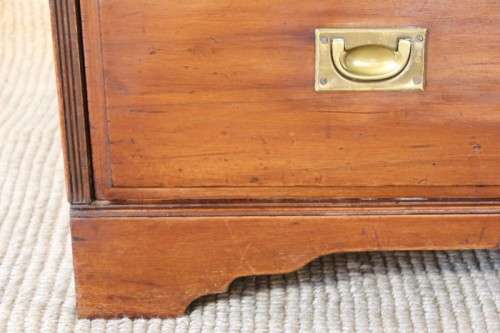 A rare antique Victorian "Campaign Furniture" 3-drawer chest of drawers w/ brass inlaid handles