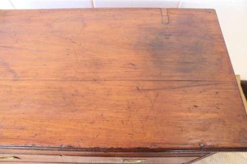 A rare antique Victorian "Campaign Furniture" 3-drawer chest of drawers w/ brass inlaid handles