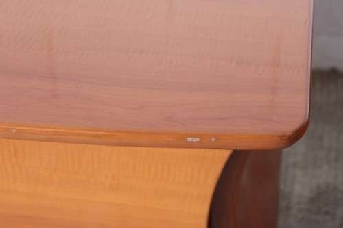 A gorgeous pair of modern Bombe style 2-drawer pedestals/ bedside tables with metal feet & handles