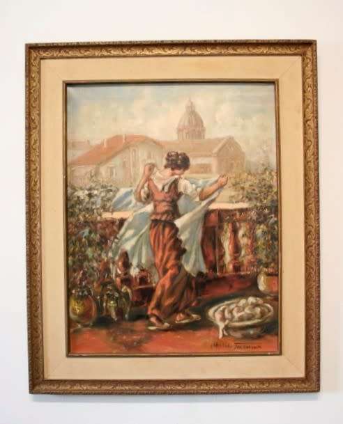 A signed & framed original "Ubaldo Tamma" oil painting "Rome from a terrace"