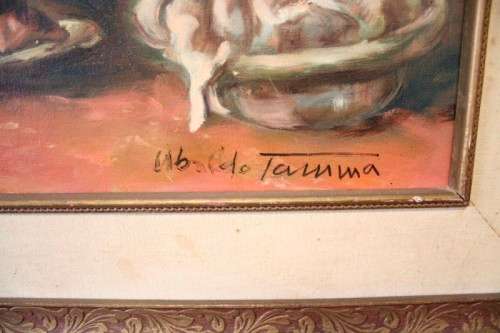 A signed & framed original "Ubaldo Tamma" oil painting "Rome from a terrace"