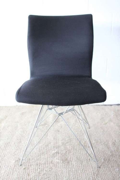 **RS17** Awesome modern, stylish "shaped" black upholstered restaurant styled chair - bid per chair