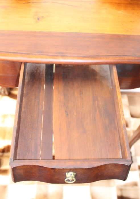 A beautiful tall (91cm) antique solid stink-wood & yellow-wood ball and claw hall table w/ a drawer