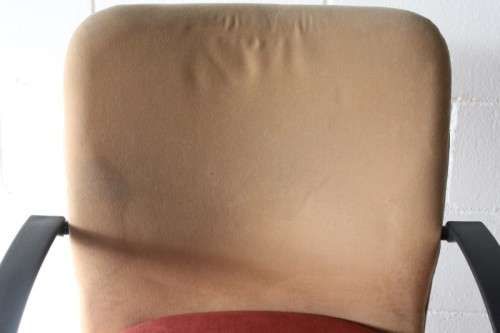 **RS17** Modern styled height-adjustable swivel office chair in burnt orange & mustard colour fabric