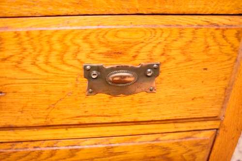 An awesome vintage solid oak 3-drawer chest of drawers on original castors & lovely metal handles.