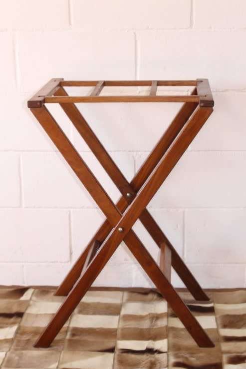 A superb & well made solid teak guest luggage stand in great condition; fold-able for easy storage