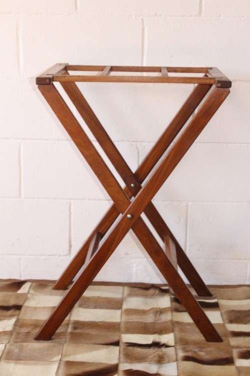 A superb & well made solid teak guest luggage stand in great condition; fold-able for easy storage