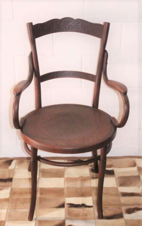 An incredible rare antique Edwardian solid oak bentwood armchair/ carver chair with pressed pattern