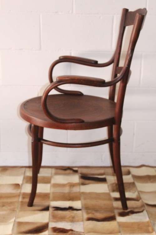 An incredible rare antique Edwardian solid oak bentwood armchair/ carver chair with pressed pattern