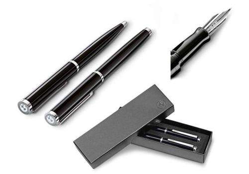A top quality original BMW fountain pen & ball-point pen set by Waldmann Pens of Germany