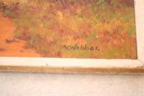 A beautiful framed original signed G Webber oil on board painting of a rural village.