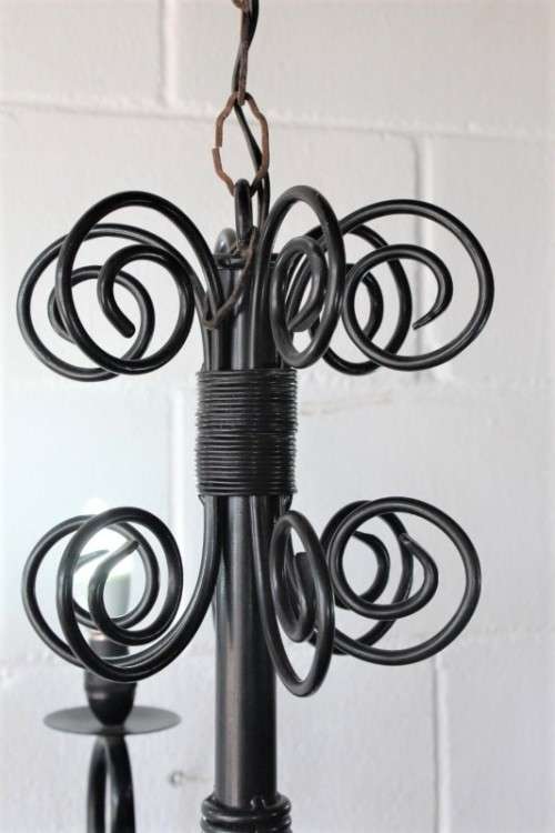 A stunning large 6-arm black wrought iron ceiling lights/ chandeliers  - Only one available