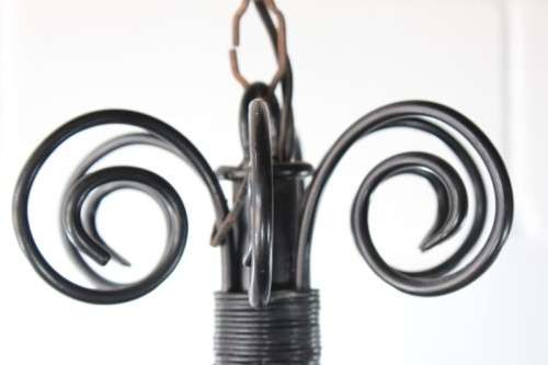 A stunning large 6-arm black wrought iron ceiling lights/ chandeliers  - Only one available