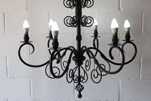 A stunning large 6-arm black wrought iron ceiling lights/ chandeliers  - Only one available