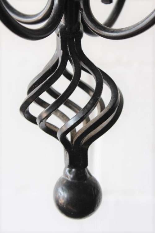 A stunning large 6-arm black wrought iron ceiling lights/ chandeliers  - Only one available