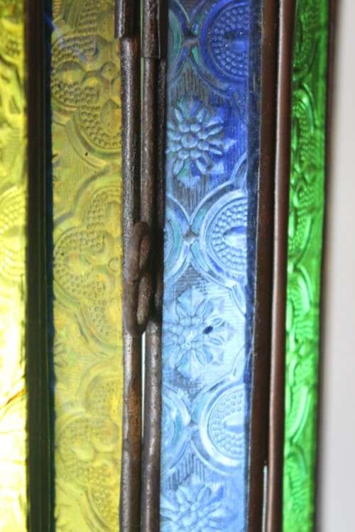 2x exquisite (large 53cm) Moroccan/ North African handmade ceiling lights w/ glass panels -bid/light