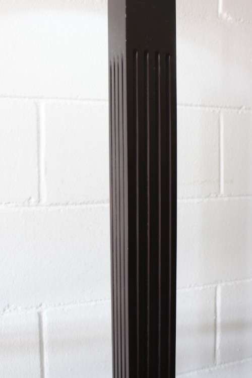 A superb tall mahogany floor lamp with gorgeous mosaic and bead clad lampshade