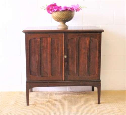 A beautiful solid teak retro mid-century "modern" TV cupboard with fold-back doors - a stunner!!