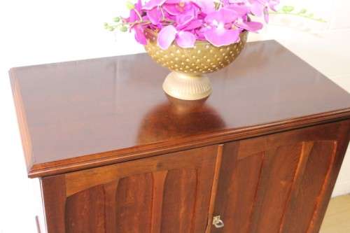 A beautiful solid teak retro mid-century "modern" TV cupboard with fold-back doors - a stunner!!