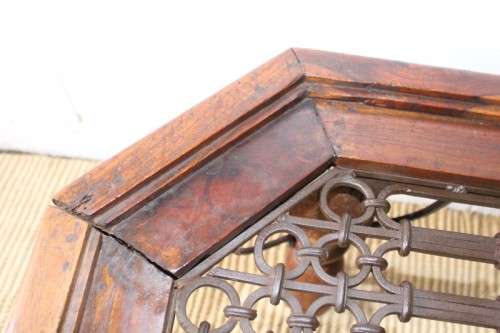 Magnificent larger solid Balinese Teak metal/ iron grate-top centre coffee table w/ substantial legs