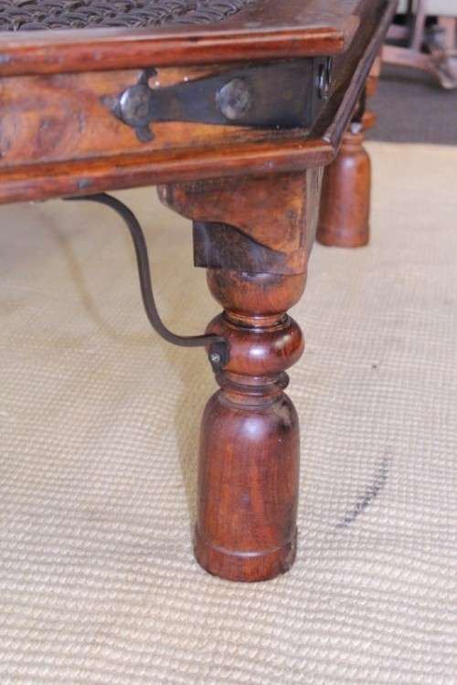 Magnificent larger solid Balinese Teak metal/ iron grate-top centre coffee table w/ substantial legs