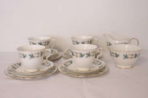 A wonderful vintage Queen Anne fine porcelain tea set including the milk jug and sugar bowl