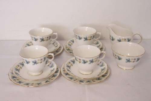 A wonderful vintage Queen Anne fine porcelain tea set including the milk jug and sugar bowl