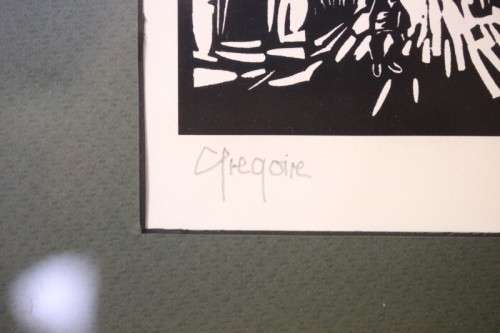 A superb rare original signed and frame"District Six" Gregoire Boonzaier (1909 - 2005) linocut print
