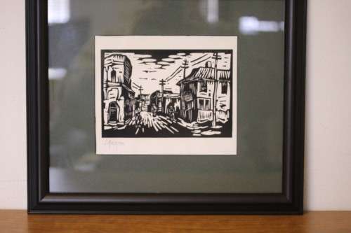 A superb rare original signed and frame"District Six" Gregoire Boonzaier (1909 - 2005) linocut print