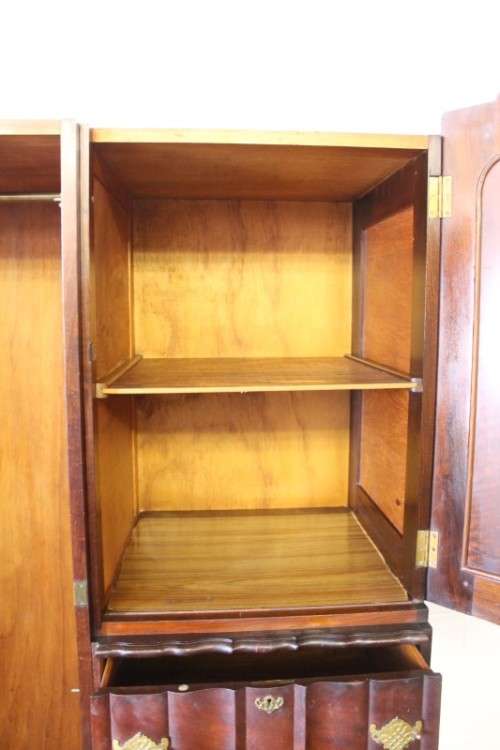 A stunning GSH Ruvee solid Imbuia ball & claw wardrobe w/ hanging & packing space & 4x drawers
