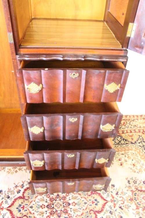 A stunning GSH Ruvee solid Imbuia ball & claw wardrobe w/ hanging & packing space & 4x drawers