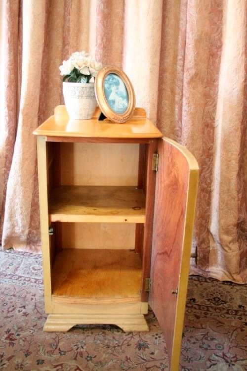 A single-door pedestal cabinet with a gorgeous metal flowered handle and a shelf-Lifespace Sale
