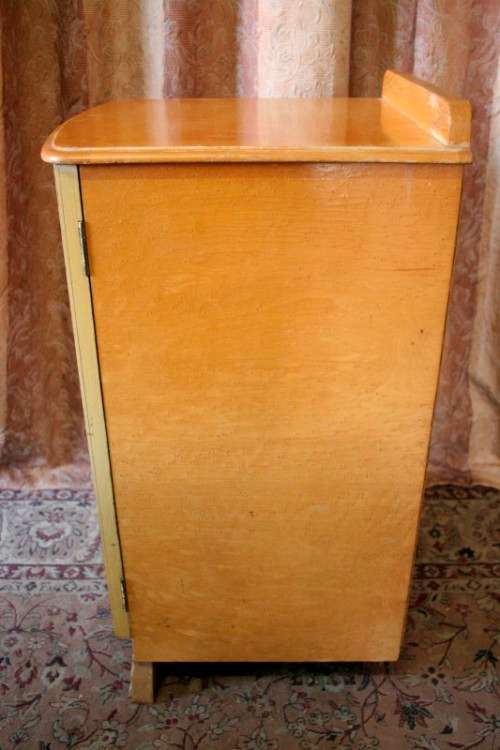 A single-door pedestal cabinet with a gorgeous metal flowered handle and a shelf-Lifespace Sale
