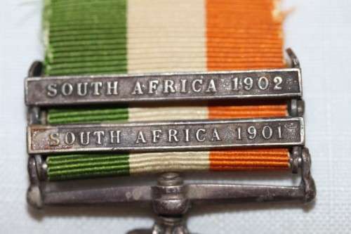 A superb "King's" South African Medal with the 1901 and 1902 clasps for the 2nd Boer War & ribbon