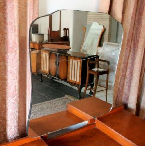 A stylish vintage dressing table with one drawer, two cupboards and a large mirror-Lifespace Sale