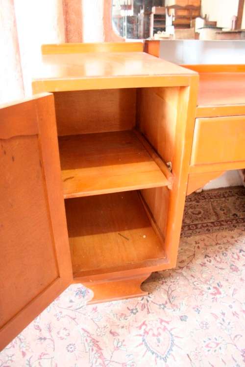 A stylish vintage dressing table with one drawer, two cupboards and a large mirror-Lifespace Sale