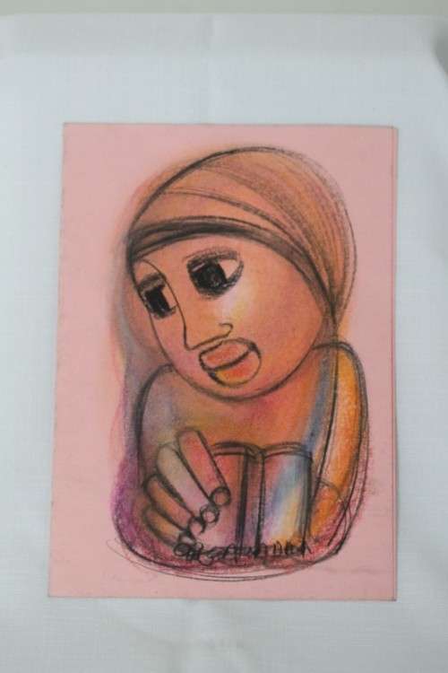 An amazing original unframed "Godfrey Ndaba" expressionism mixed media drawing - Reading