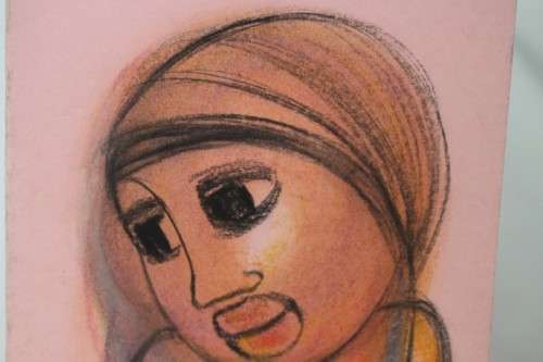 An amazing original unframed "Godfrey Ndaba" expressionism mixed media drawing - Reading