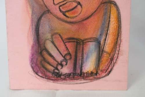 An amazing original unframed "Godfrey Ndaba" expressionism mixed media drawing - Reading