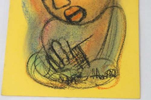 A fantastic original unframed "Godfrey Ndaba" expressionism mixed media drawing - African Hand Piano