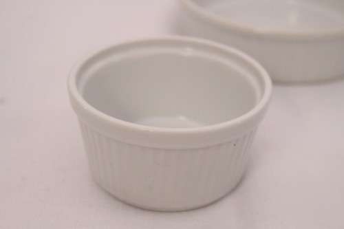 **RS17** An awesome collection of six assorted (three different sizes) white ramekin bowls